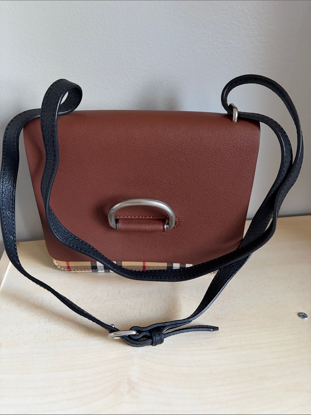 Brown Crossbody Shoulder Bag with Black Strap